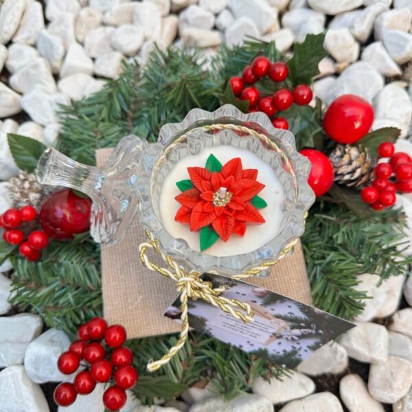Vela Aromática en Taza de Cristal con Nochebuena