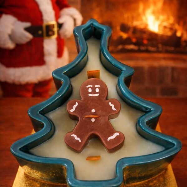 Vela Aromática Árbol Navideño con Muñeco de Jengibre